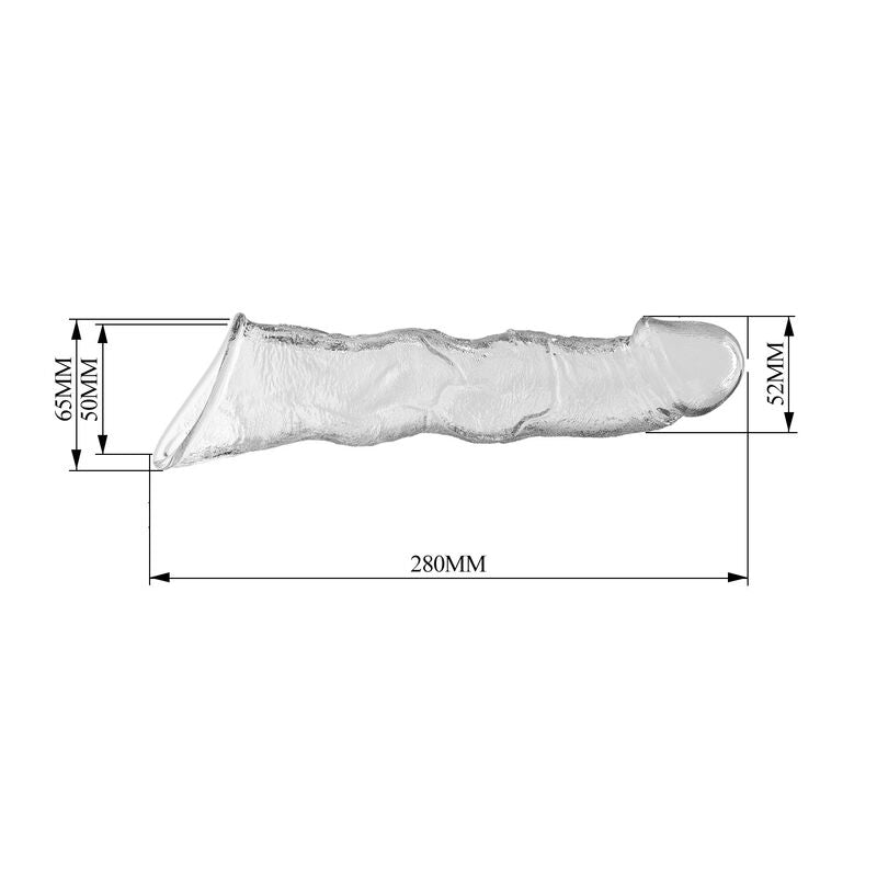 PRETTY LOVE - MANCHON D'EXTENSION PÉNIENNE AJUSTABLE 28 CM Ø 4,5 CM TRANSPARENT