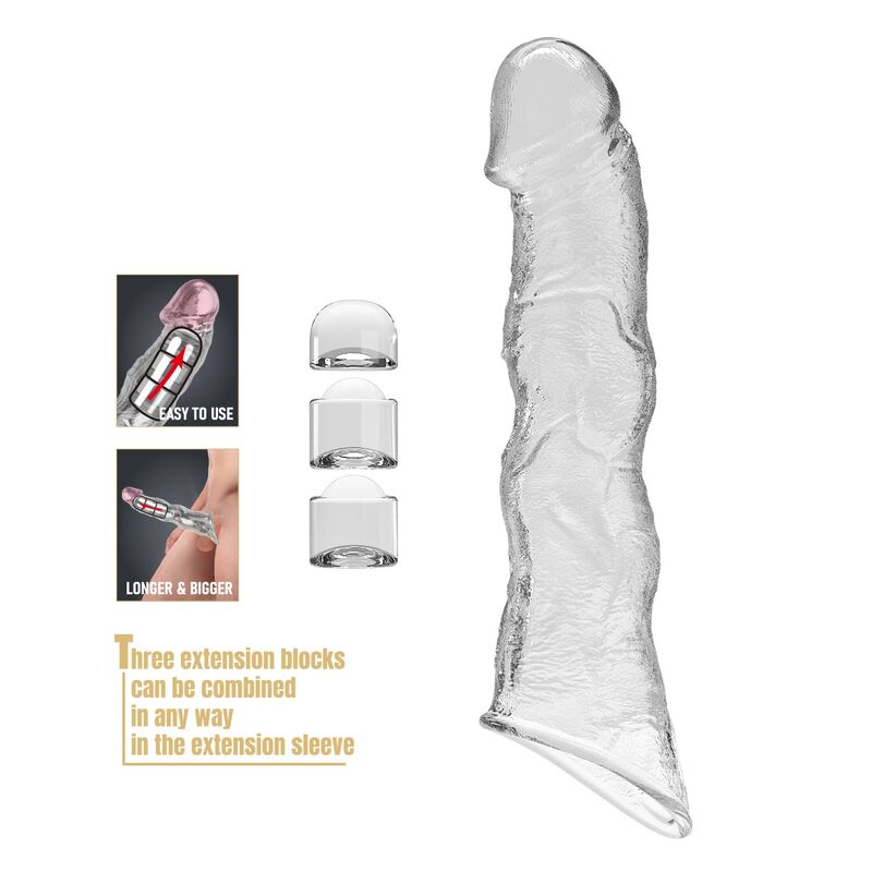 PRETTY LOVE - MANCHON D'EXTENSION PÉNIENNE AJUSTABLE 28 CM Ø 4,5 CM TRANSPARENT