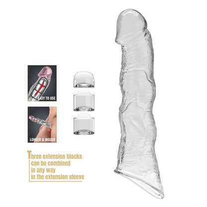 PRETTY LOVE - MANCHON D'EXTENSION PÉNIENNE AJUSTABLE 28 CM Ø 4,5 CM TRANSPARENT
