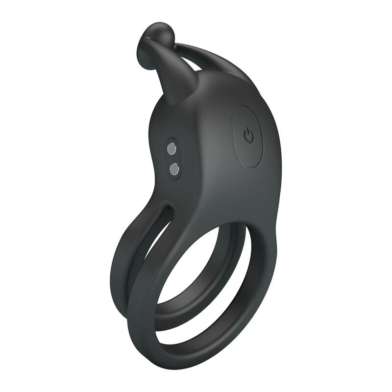 PRETTY LOVE - ANNEAU PÉNIS DOUBLE VIBRANT RECHARGEABLE GOODWIN NOIR