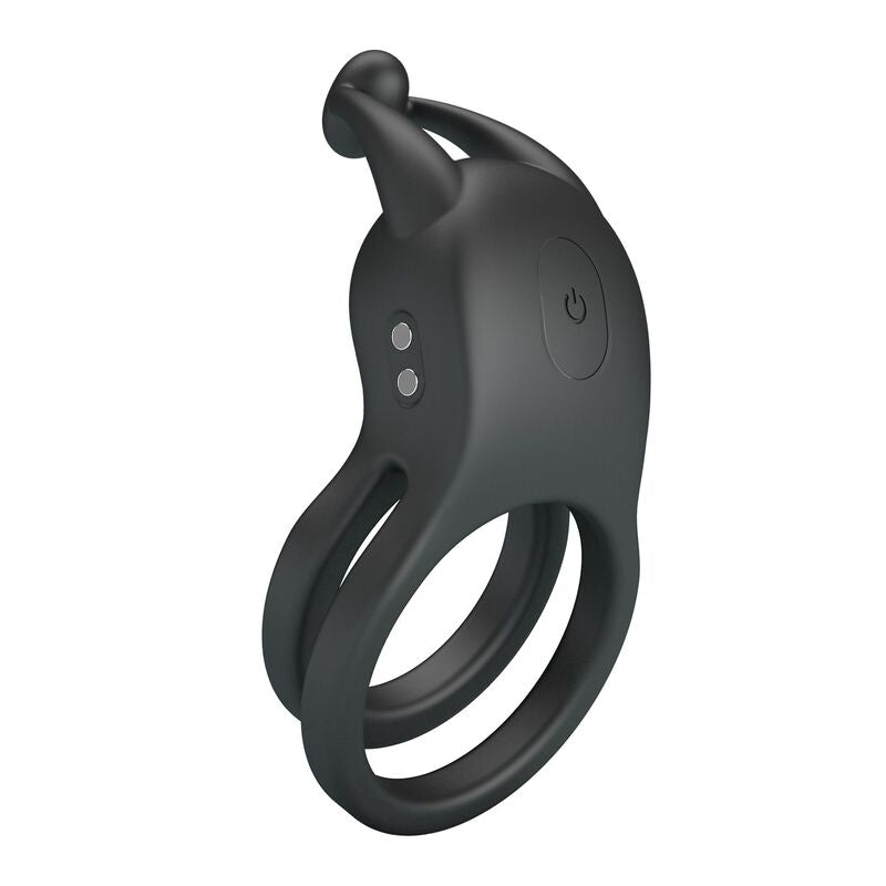 PRETTY LOVE - ANNEAU PÉNIS DOUBLE VIBRANT RECHARGEABLE GOODWIN NOIR