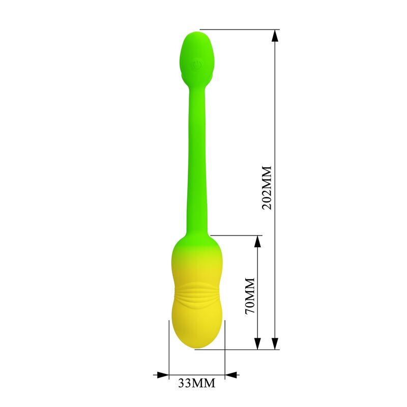 PRETTY LOVE - Å'UF VIBRANT CONTRÃ”LABLE PAR APPLICATION PULSEN 12 FONCTIONS RECHARGEABLE PAR USB VERT-JAUNE