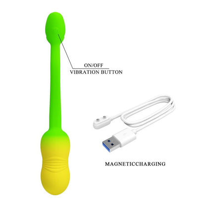 PRETTY LOVE - Å'UF VIBRANT CONTRÃ”LABLE PAR APPLICATION PULSEN 12 FONCTIONS RECHARGEABLE PAR USB VERT-JAUNE