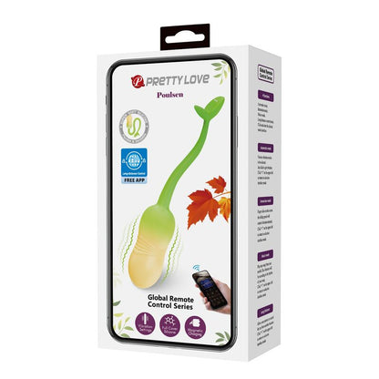 PRETTY LOVE - Å'UF VIBRANT CONTRÃ”LABLE PAR APPLICATION PULSEN 12 FONCTIONS RECHARGEABLE PAR USB VERT-JAUNE