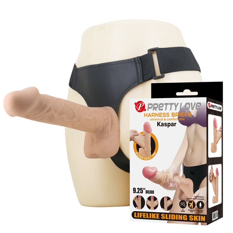 PRETTY LOVE - HARNAIS KASPAR AVEC GODEMICHET FLEXIBLE 21 CM Ø 5 CM NATUREL