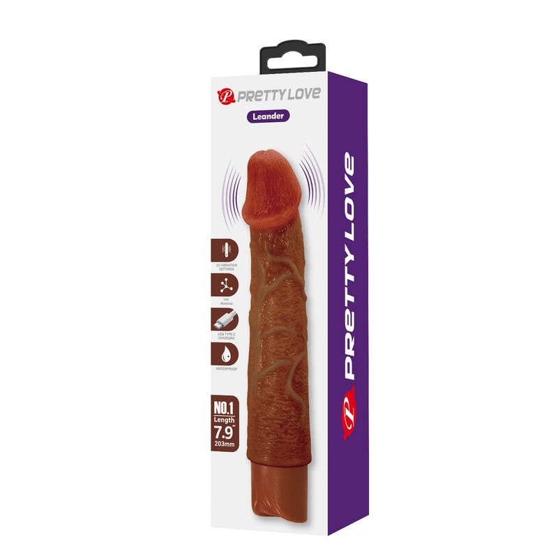 PRETTY LOVE - LEONARDO VIBRATEUR RÉALISTE 20 CM Ø 4 CM MARRON