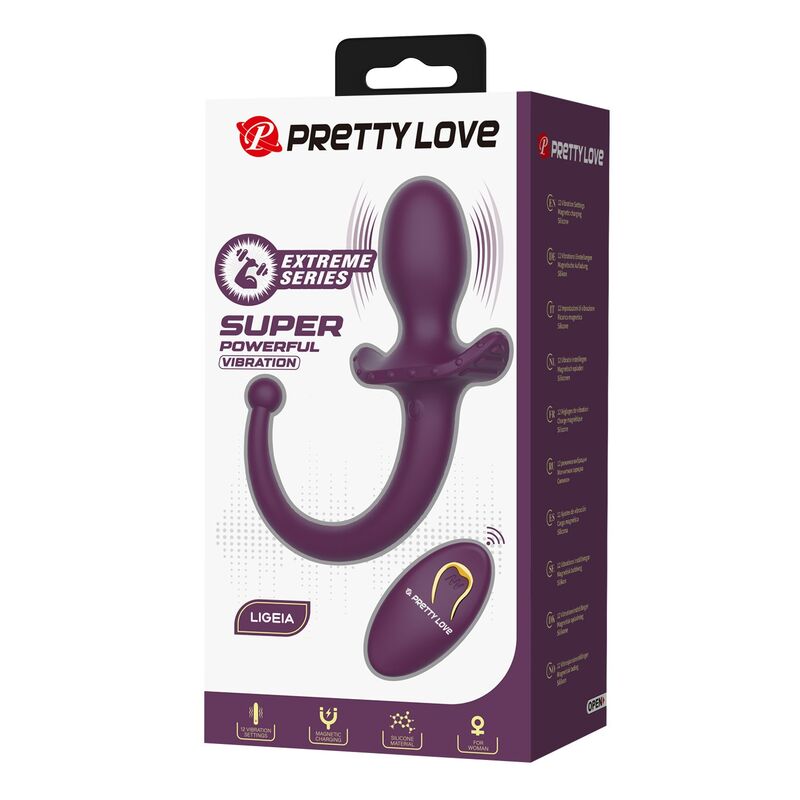 PRETTY LOVE - LIOEA PLUG ANAL VIBRANT AVEC QUEUE 12 FONCTIONS TÉLÉCOMMANDE VIOLETTE