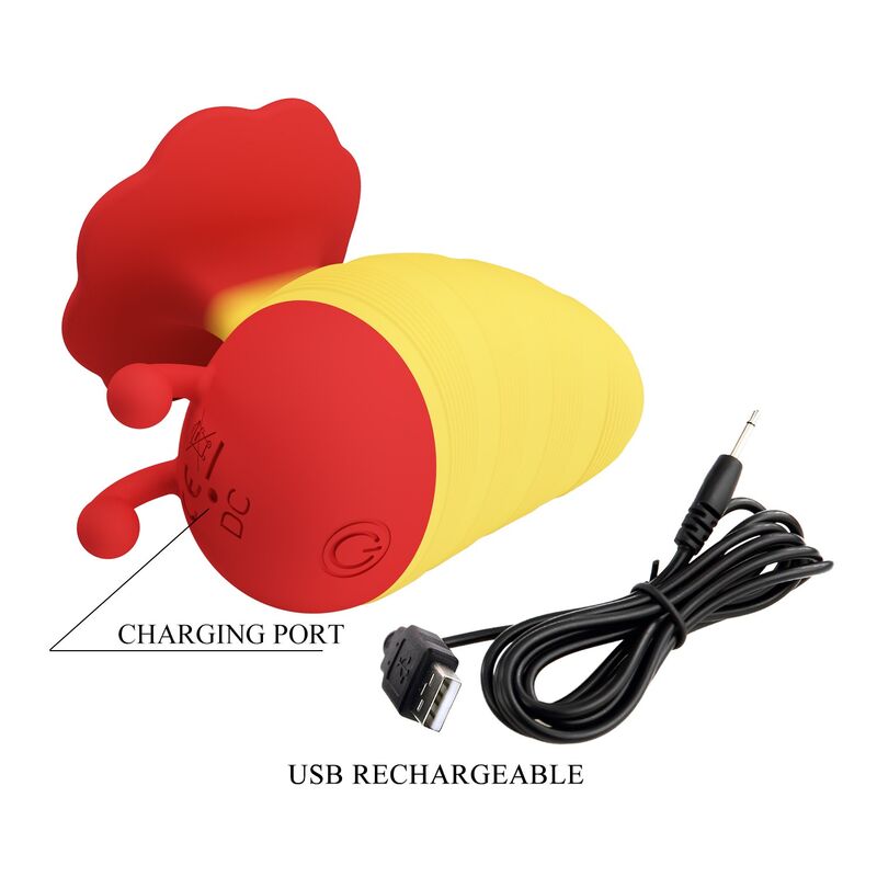 PRETTY LOVE - LITTLE BEE STIMULATEUR CLITORIAL RECHARGEABLE 7 MODES ROUGE/JAUNE