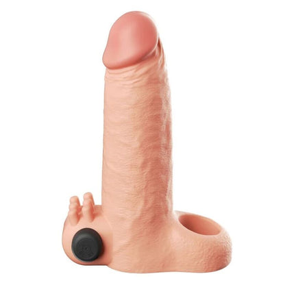 FANTASY X-TENSIONS - MANCHON D'EXTENSION PÉNIENNE DE 5 CM À SENSATIONS RÉELLES VIBRANTES, BEIGE