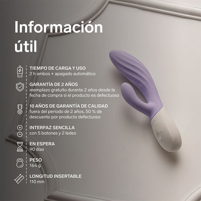LELO - INA TWIST DOUBLE VIBRATEUR LAPIN POUR LE POINT G ET LE CLITORIS LAVANDE