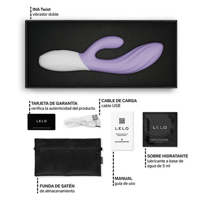 LELO - INA TWIST DOUBLE VIBRATEUR LAPIN POUR LE POINT G ET LE CLITORIS LAVANDE