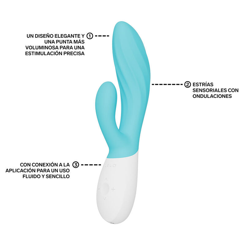 LELO - INA TWIST DOUBLE VIBRATEUR LAPIN POUR LE POINT G ET LE CLITORIS BLEU