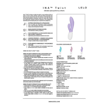 LELO - INA TWIST DOUBLE VIBRATEUR LAPIN POUR LE POINT G ET LE CLITORIS ROSE