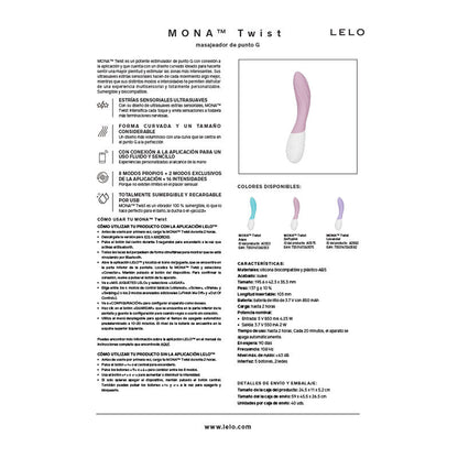 LELO - MONA TWIST VIBRATEUR POINT G RECHARGEABLE CONTRÔLÉ PAR APPLICATION LAVANDE