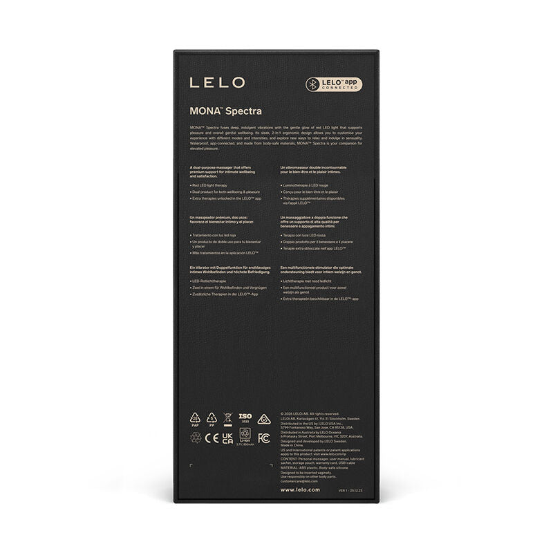 LELO - MONA SPECTRA MASSEUR INTIME À LUMIÈRE ROUGE RECHARGEABLE CONTRÔLÉ PAR APPLICATION