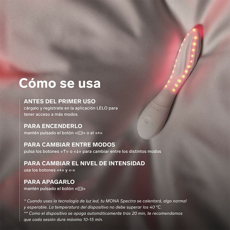 LELO - MONA SPECTRA MASSEUR INTIME À LUMIÈRE ROUGE RECHARGEABLE CONTRÔLÉ PAR APPLICATION