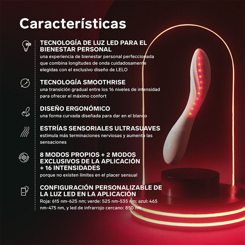 LELO - MONA SPECTRA MASSEUR INTIME À LUMIÈRE ROUGE RECHARGEABLE CONTRÔLÉ PAR APPLICATION