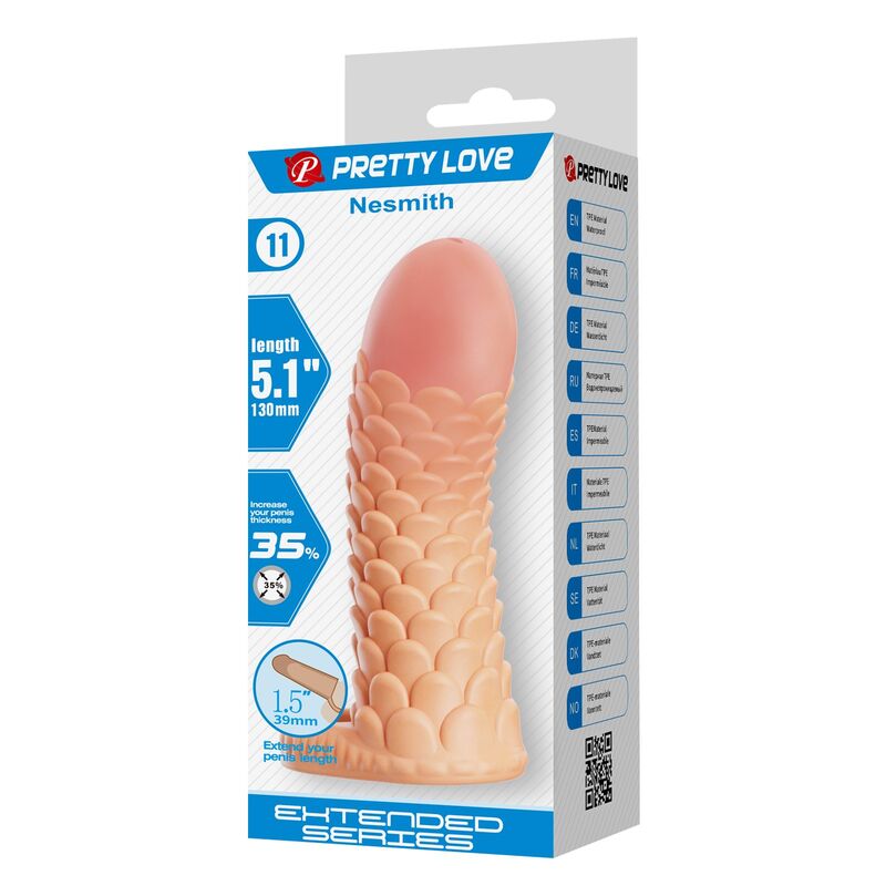 PRETTY LOVE - MANCHON D'EXTENSION PÉNIENNE NESMITH 13 CM Ø 3,8 CM NATUREL