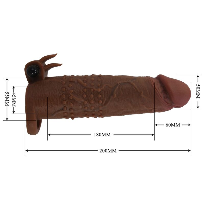 PRETTY LOVE - MANCHON VIBRANT POUR PÉNIS QUILLON 20 CM Ø 4 CM MARRON
