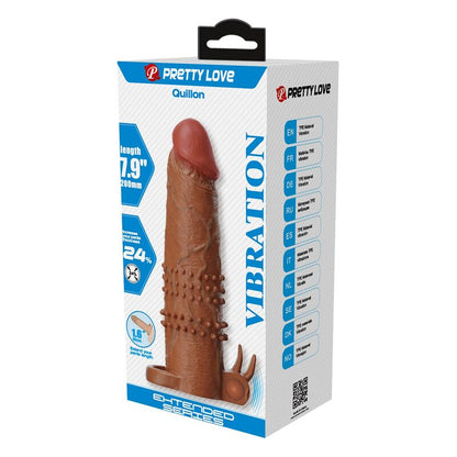 PRETTY LOVE - MANCHON VIBRANT POUR PÉNIS QUILLON 20 CM Ø 4 CM MARRON