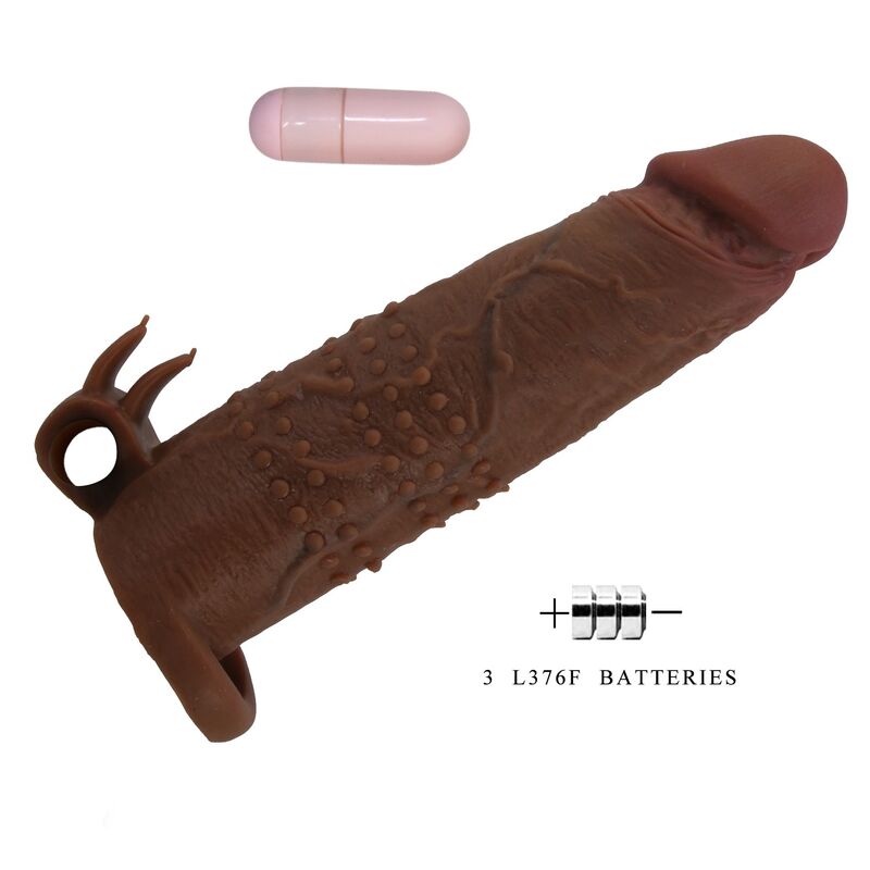 PRETTY LOVE - MANCHON VIBRANT POUR PÉNIS QUILLON 20 CM Ø 4 CM MARRON