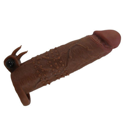 PRETTY LOVE - MANCHON VIBRANT POUR PÉNIS QUILLON 20 CM Ø 4 CM MARRON