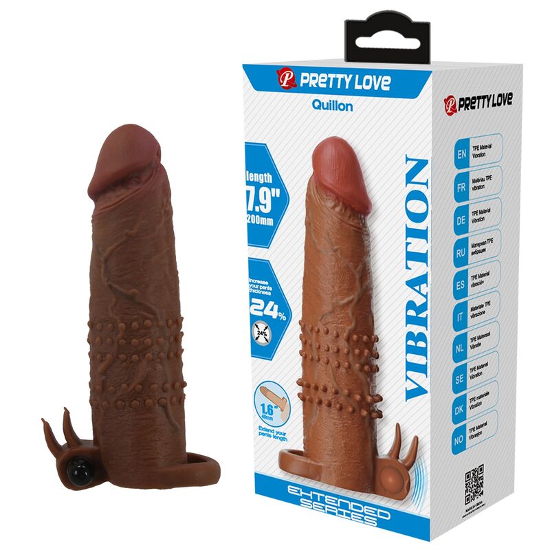 PRETTY LOVE - MANCHON VIBRANT POUR PÉNIS QUILLON 20 CM Ø 4 CM MARRON