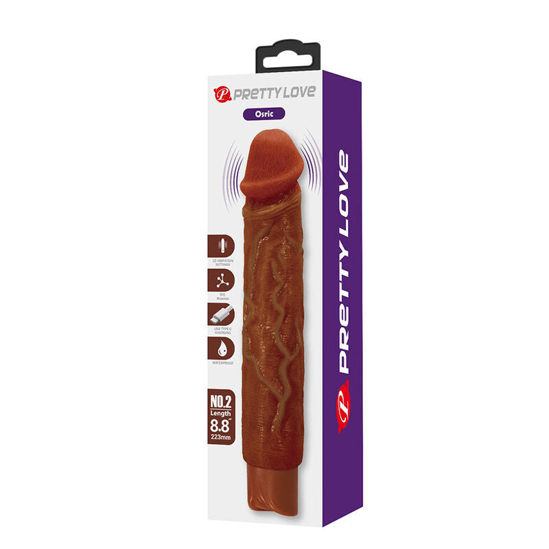 PRETTY LOVE - VIBRATEUR RÉALISTE OWEN 22,5 CM Ø 4,5 CM MARRON