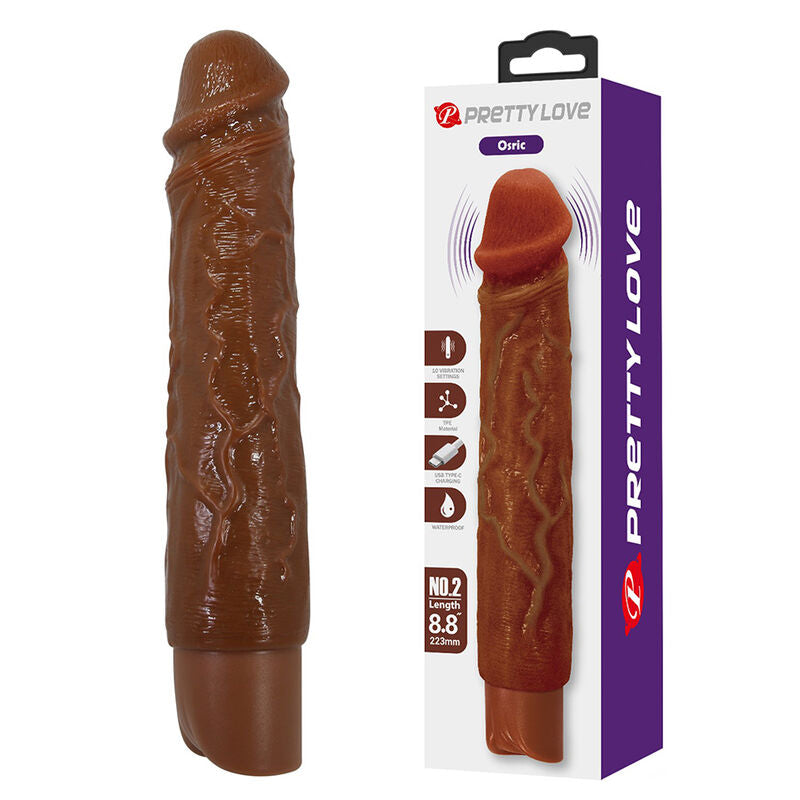 PRETTY LOVE - VIBRATEUR RÉALISTE OWEN 22,5 CM Ø 4,5 CM MARRON