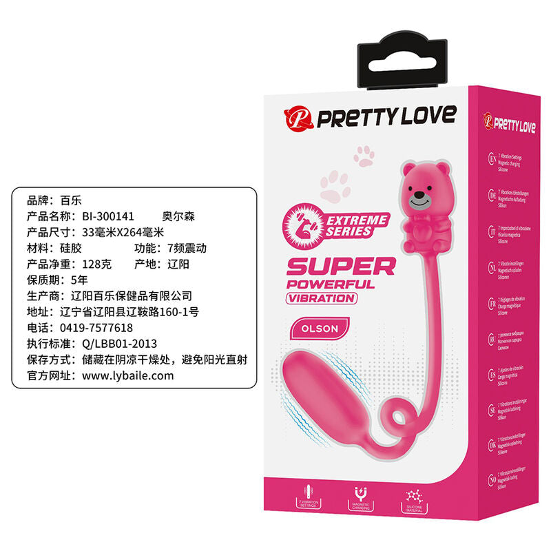 PRETTY LOVE - VIBRATEUR BALLE RECHARGEABLE OLSON AVEC TÉLÉCOMMANDE FILAIRE ROSE