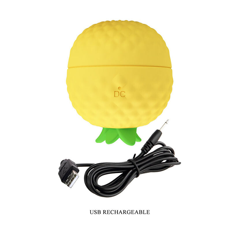 PRETTY LOVE - STIMULATEUR CLITORIAL RECHARGEABLE À SUCCION ET À POUSSÉE JAUNE