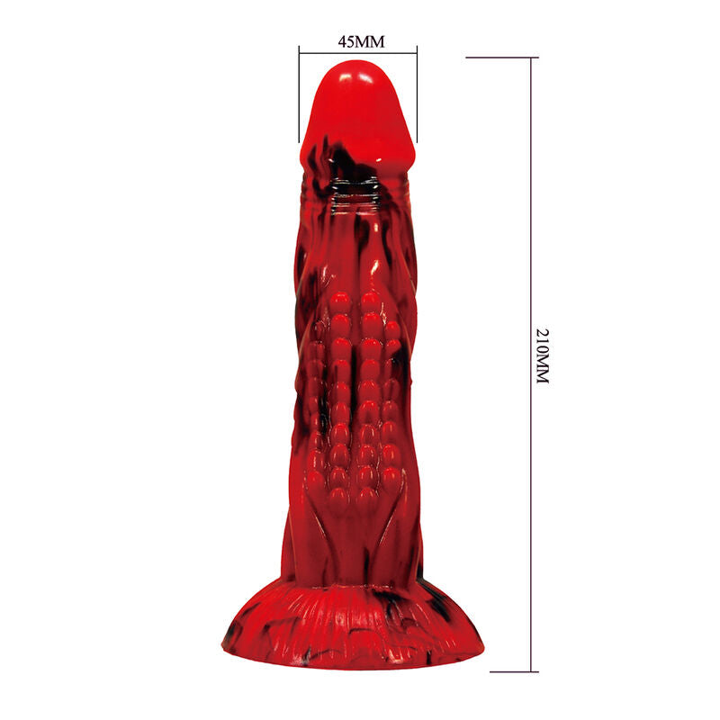 POWER MONSTERS - GODEMICHÉ MINOTAURE FANTASY AVEC VENTOUSE 21 CM Ø 5 CM ROUGE ET NOIR