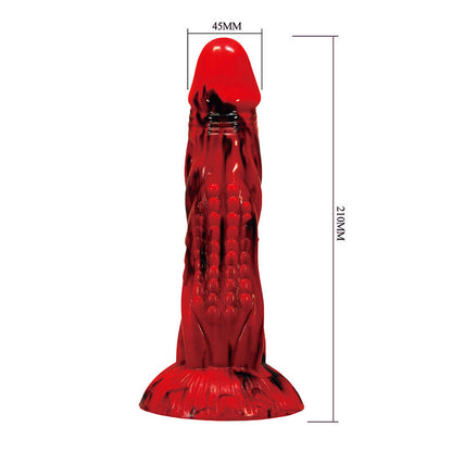 POWER MONSTERS - GODEMICHÉ MINOTAURE FANTASY AVEC VENTOUSE 21 CM Ø 5 CM ROUGE ET NOIR