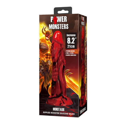 POWER MONSTERS - GODEMICHÉ MINOTAURE FANTASY AVEC VENTOUSE 21 CM Ø 5 CM ROUGE ET NOIR