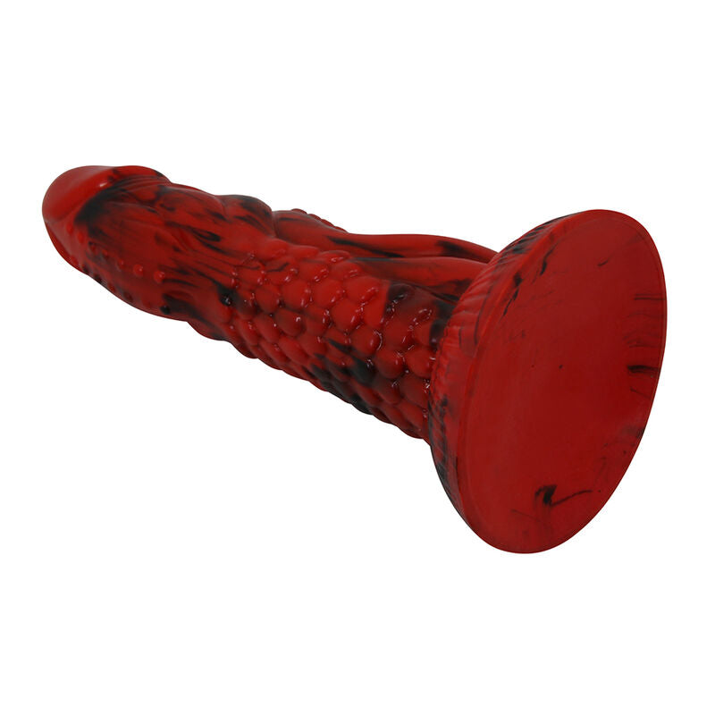 POWER MONSTERS - GODEMICHÉ MINOTAURE FANTASY AVEC VENTOUSE 21 CM Ø 5 CM ROUGE ET NOIR