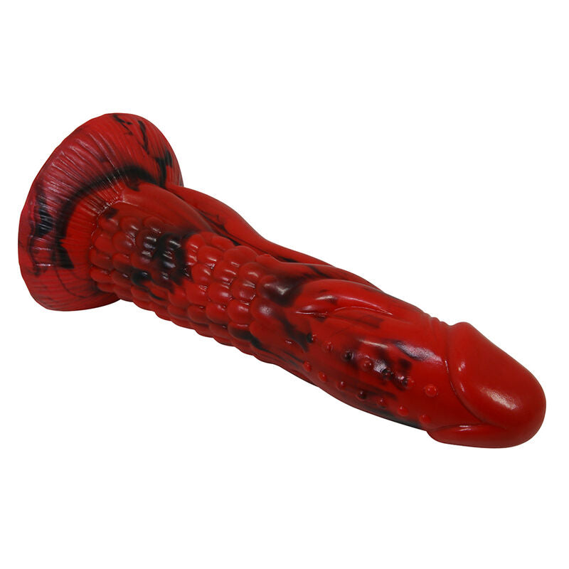 POWER MONSTERS - GODEMICHÉ MINOTAURE FANTASY AVEC VENTOUSE 21 CM Ø 5 CM ROUGE ET NOIR