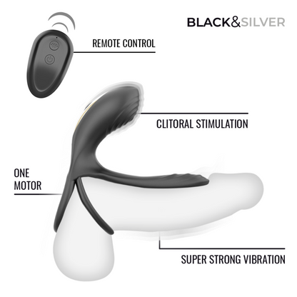 BLACK &amp; SILVER - RIPLEY ANNEAU VIBRANT RECHARGEABLE AVEC TÉLÉCOMMANDE NOIR