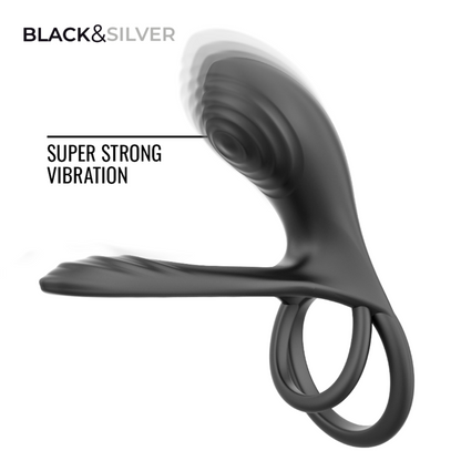 BLACK &amp; SILVER - RIPLEY ANNEAU VIBRANT RECHARGEABLE AVEC TÉLÉCOMMANDE NOIR