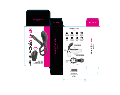 BLACK &amp; SILVER - RIPLEY ANNEAU VIBRANT RECHARGEABLE AVEC TÉLÉCOMMANDE NOIR