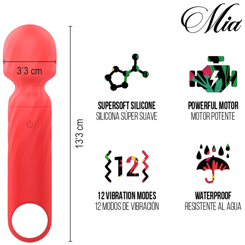 MIA - LUCY ELLEN MINI BANDEAU DE MASSAGE RECHARGEABLE USB ROUGE