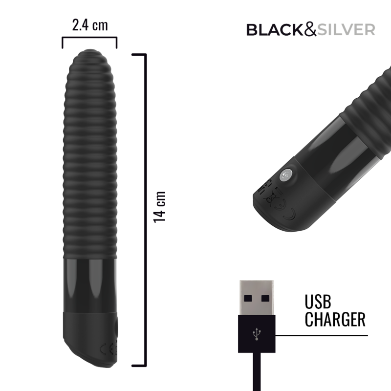 BLACK &amp; SILVER - VIBRATEUR USB RECHARGEABLE JOSEPH AVEC AFFICHAGE LED