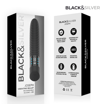 BLACK &amp; SILVER - VIBRATEUR USB RECHARGEABLE JOSEPH AVEC AFFICHAGE LED