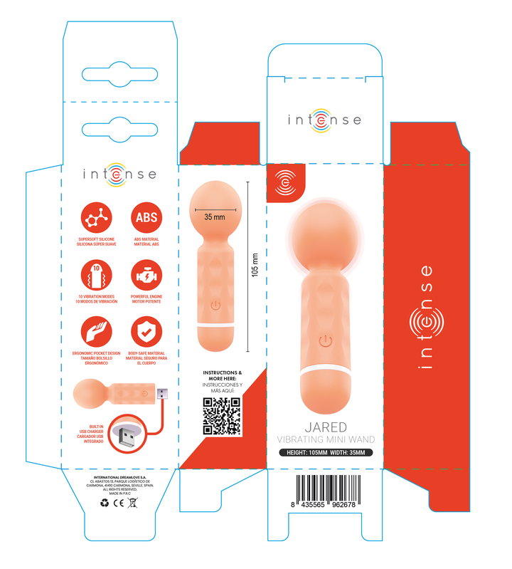 INTENSE - JARED MINI BANDEAU DE MASSAGE RECHARGEABLE USB ORANGE