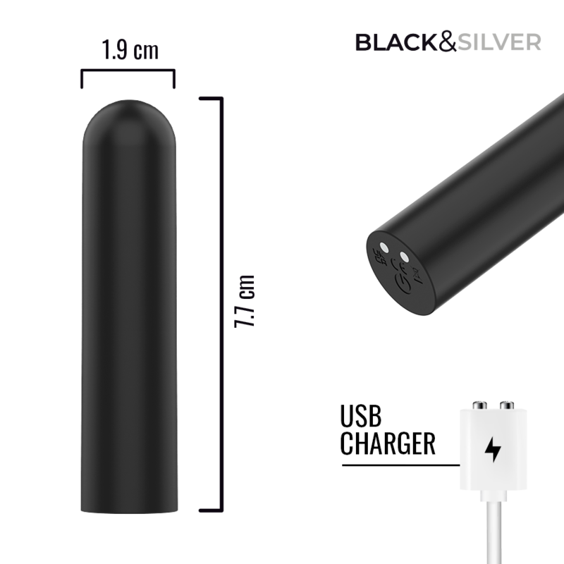 BLACK &amp; SILVER - JACOB BALLE VIBRANTE RECHARGEABLE USB NOIR