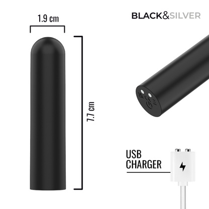 BLACK &amp; SILVER - JACOB BALLE VIBRANTE RECHARGEABLE USB NOIR