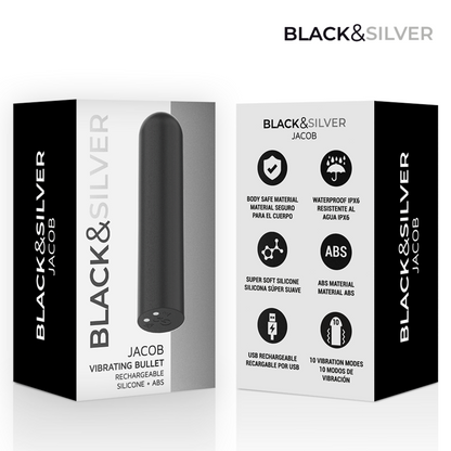 BLACK &amp; SILVER - JACOB BALLE VIBRANTE RECHARGEABLE USB NOIR