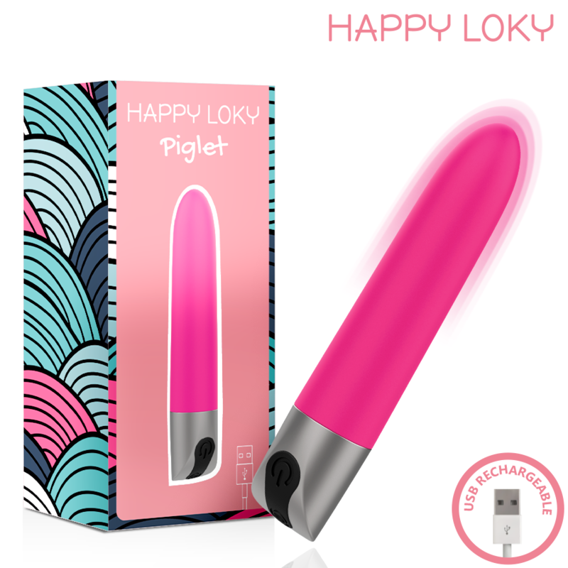 HAPPY LOKY - MINI VIBRATEUR RECHARGEABLE USB ROSE EN FORME DE PIGLET