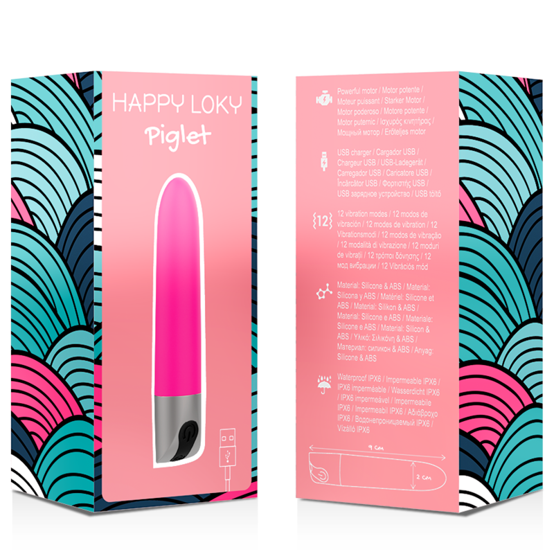 HAPPY LOKY - MINI VIBRATEUR RECHARGEABLE USB ROSE EN FORME DE PIGLET
