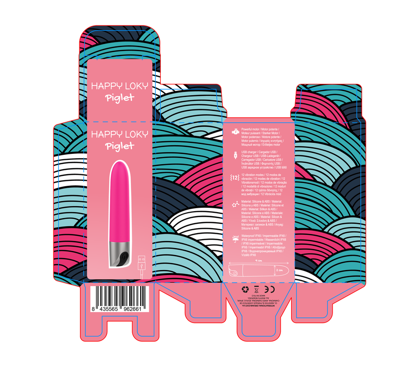 HAPPY LOKY - MINI VIBRATEUR RECHARGEABLE USB ROSE EN FORME DE PIGLET