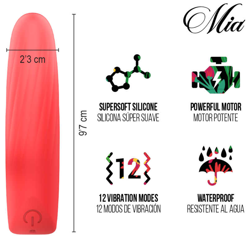 MIA - LUCY ELLEN MINI VIBRATEUR RECHARGEABLE USB ROUGE